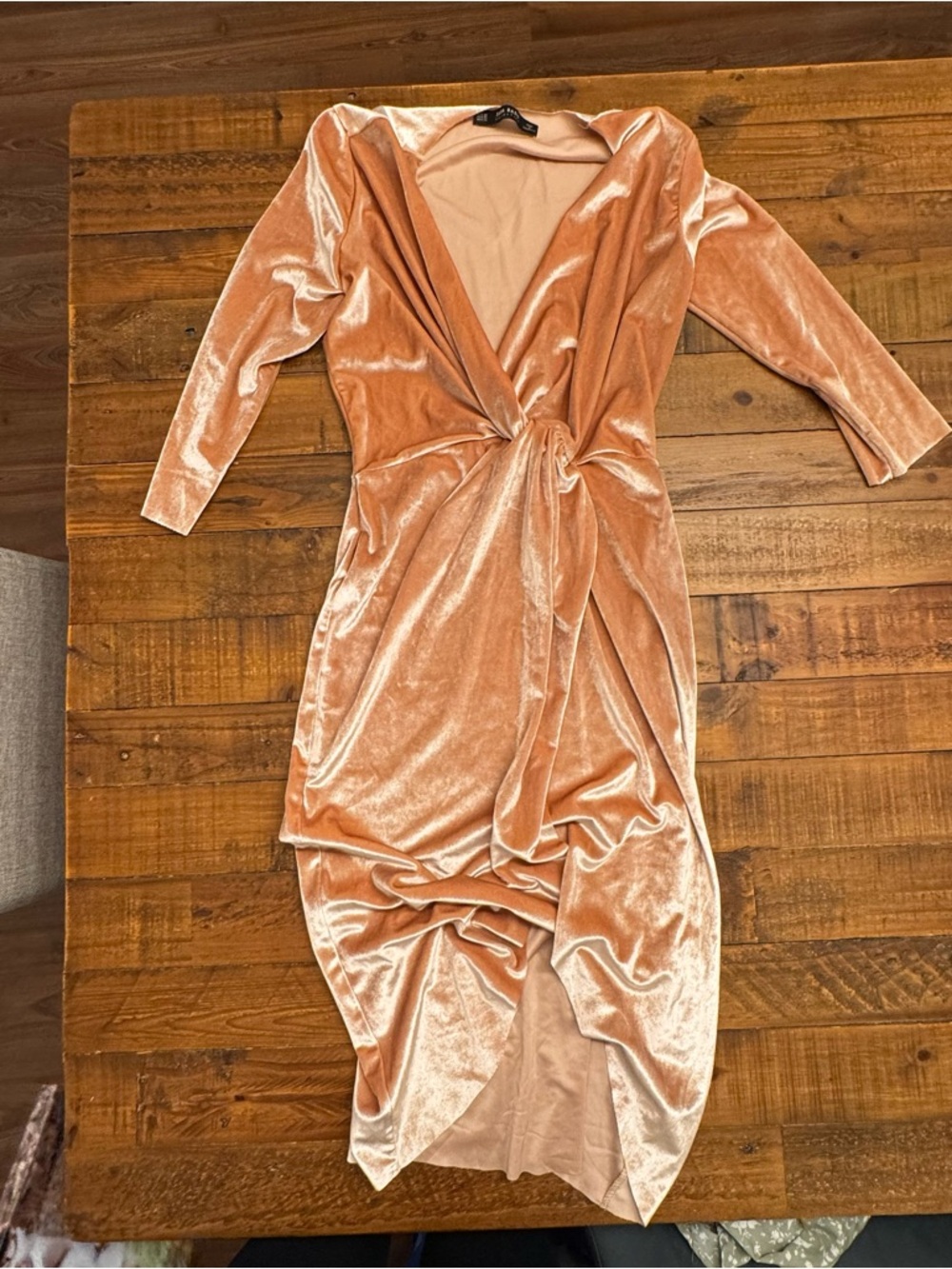 ZARA Velvet Knot Front Wrap Dress - Picture 2 of 6